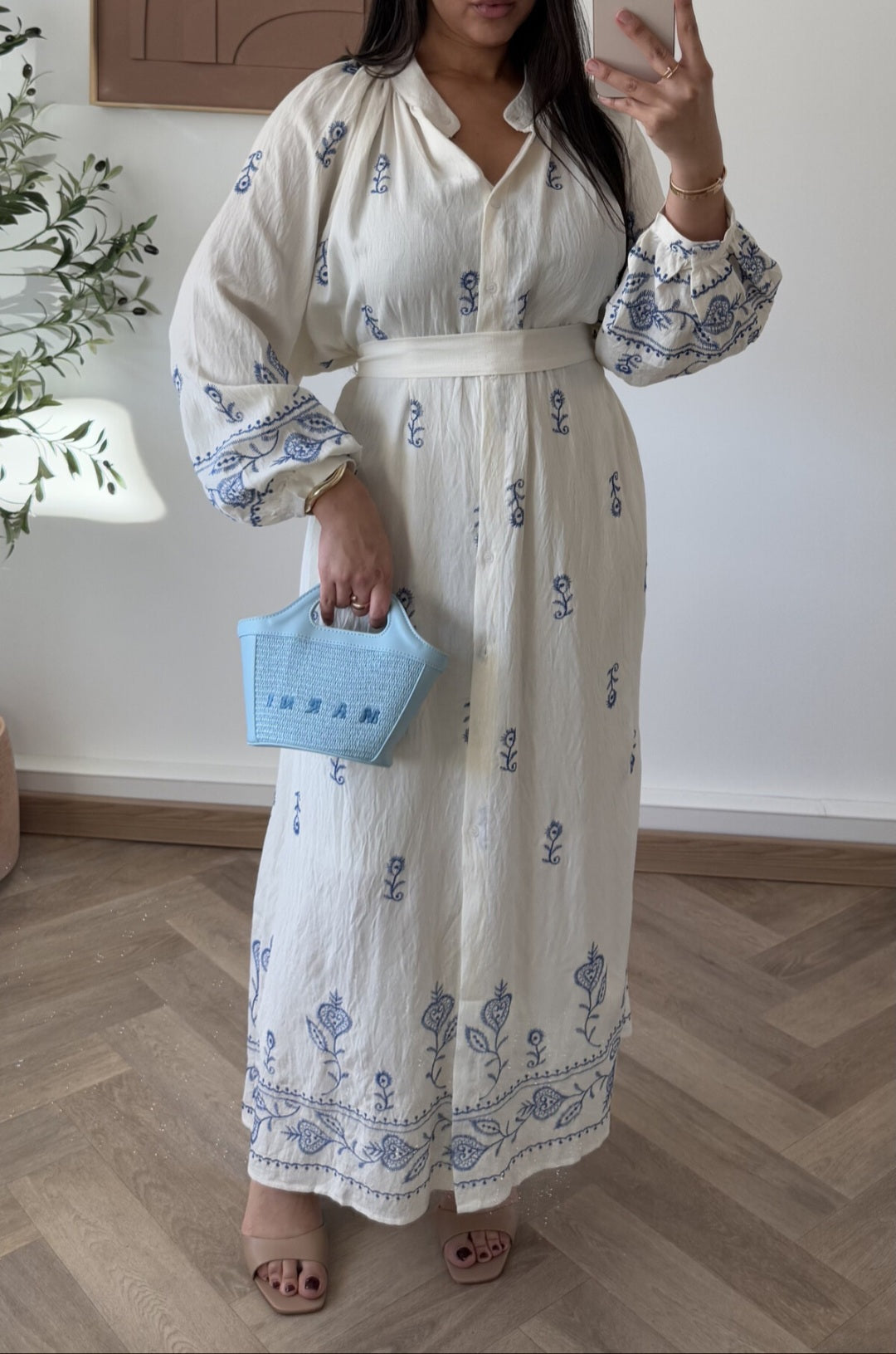 Robe en broderie orientale Elisa à manches ballon