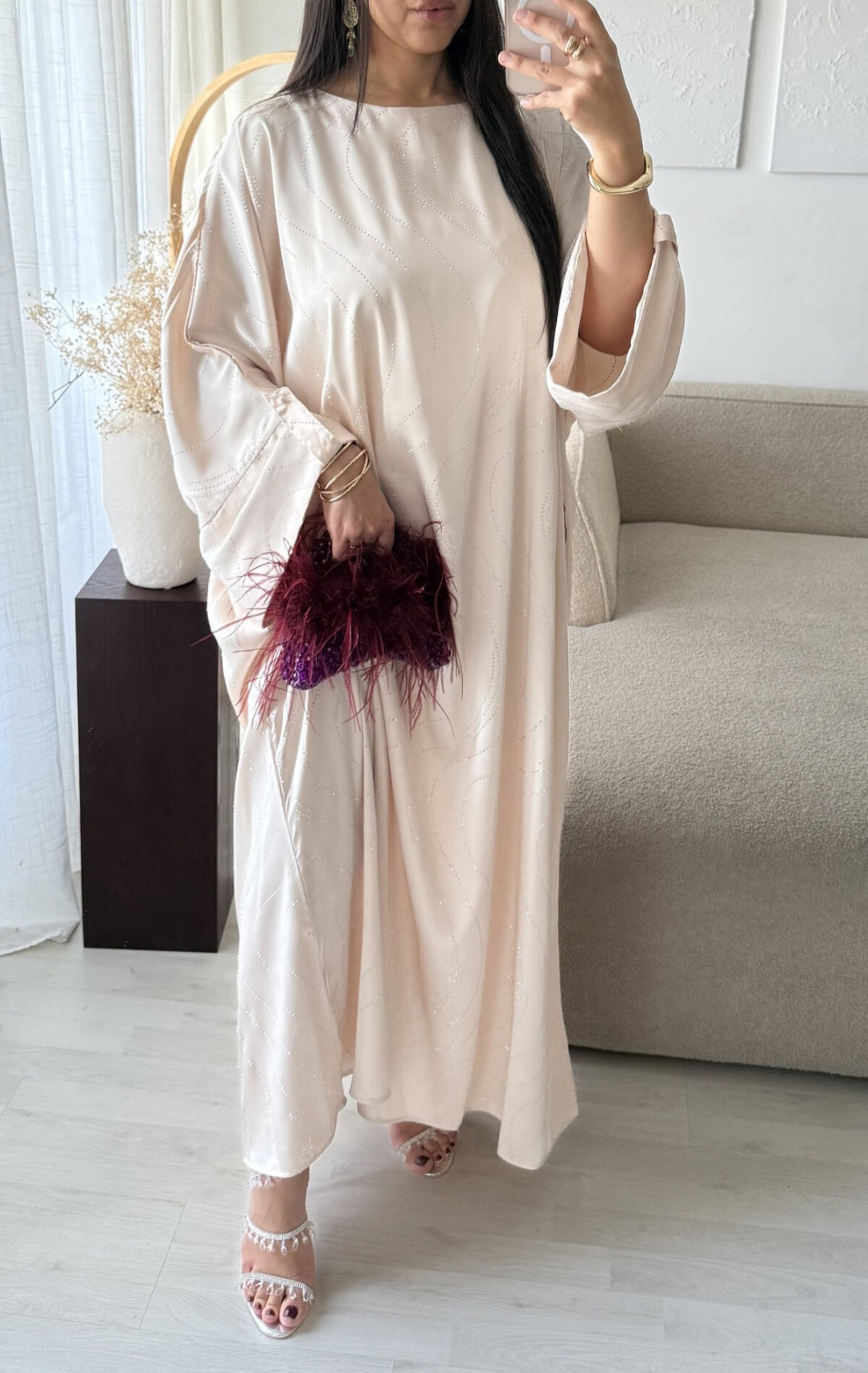 🌙NOUVEAU🌙Abaya ondulée en strass Aliya