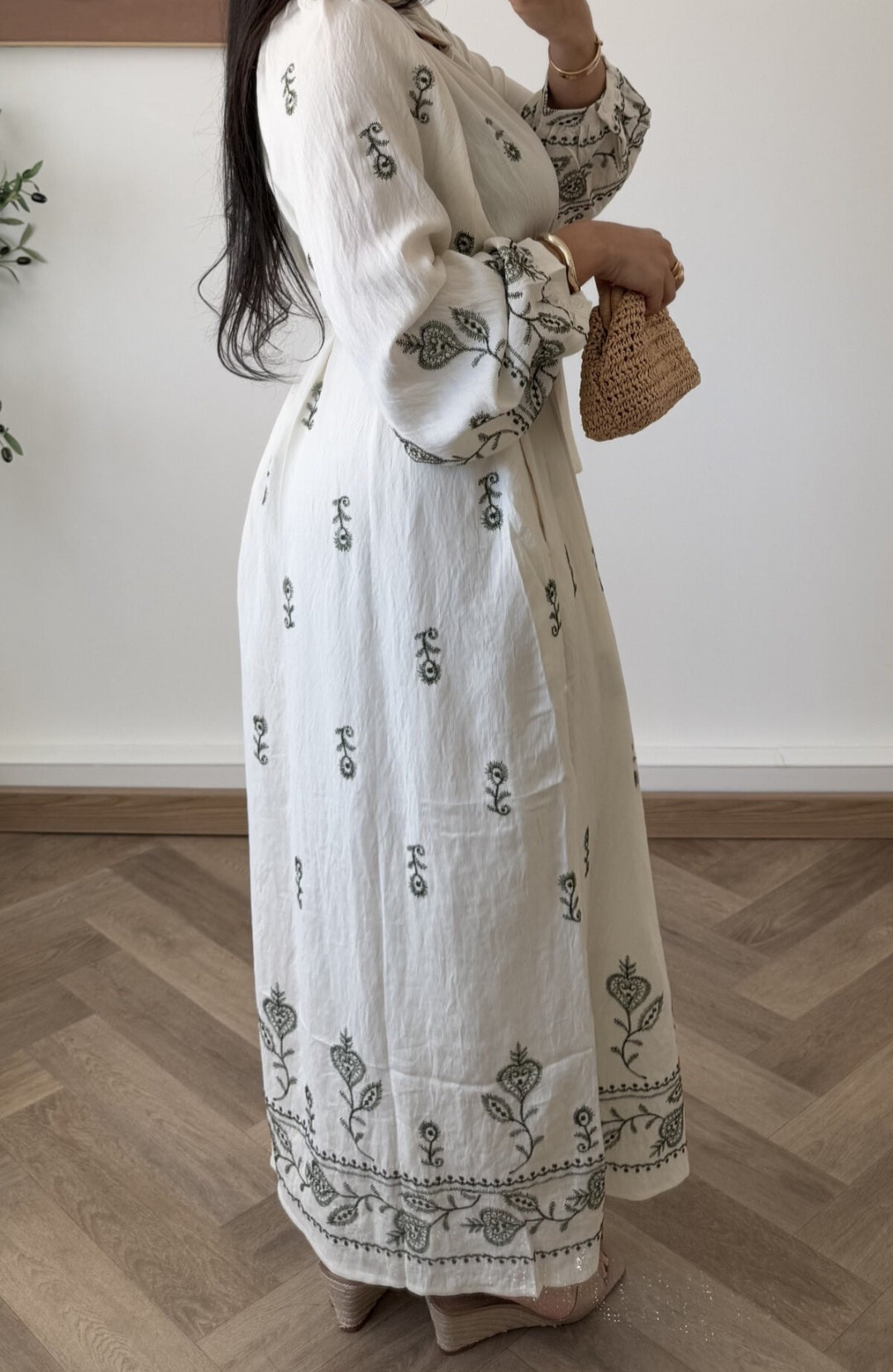 Robe en broderie orientale Elisa à manches ballon